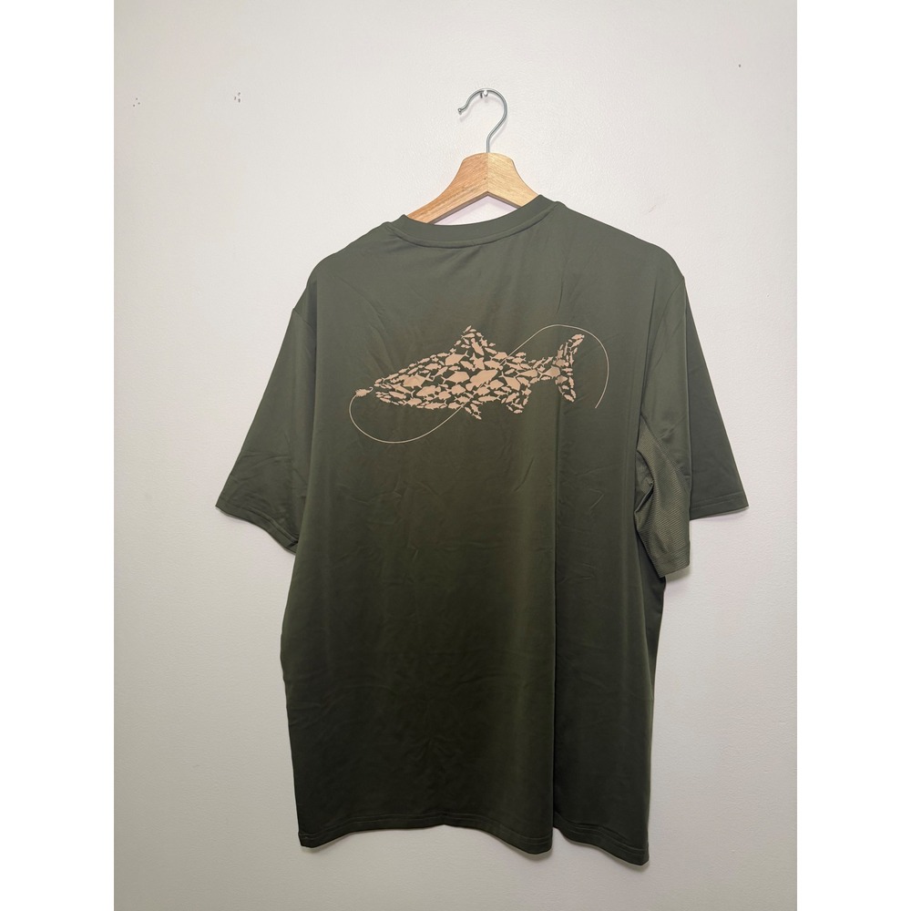 Bassdash Men's UPF50+ Graphic Short Sleeve Sun Shirt – Green – Size Large – NWT - Picture 4 of 4